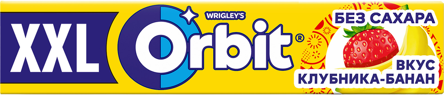 Жевательная резинка ORBIT XXL Клубника банан, 19г