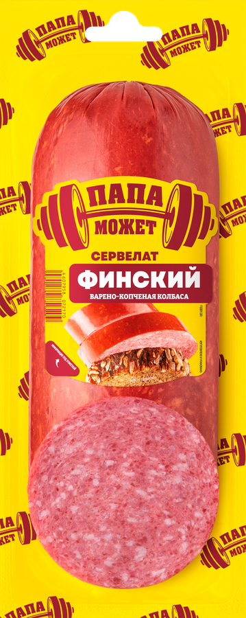 Колбаса варено-копченая ПАПА МОЖЕТ Сервелат Финский, 350г