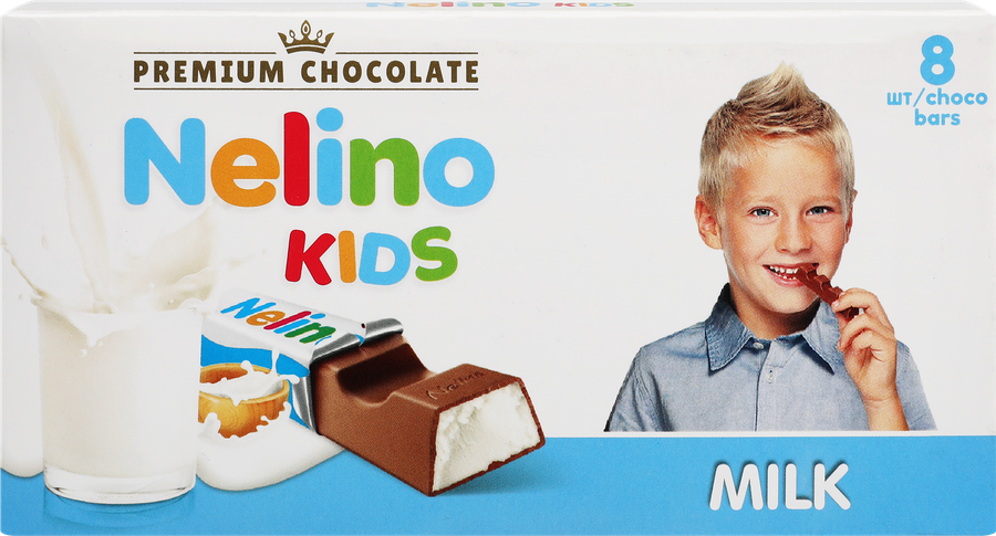 Шоколад молочный NELINO Kids с молочной начинкой, 100г
