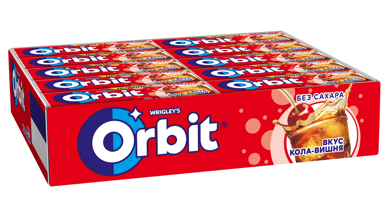 Жевательная резинка Orbit кола и вишня без сахара, 13.6г x 30 шт