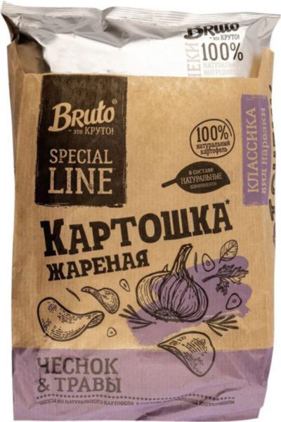 Чипсы из натурального картофеля Bruto Чеснок и травы, 120г