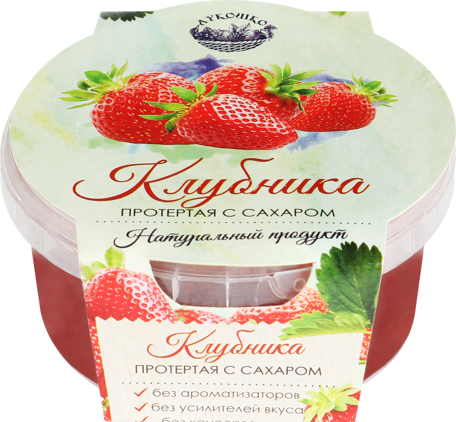 Клубника ЛУКОШКО протертая с сахаром, 200г