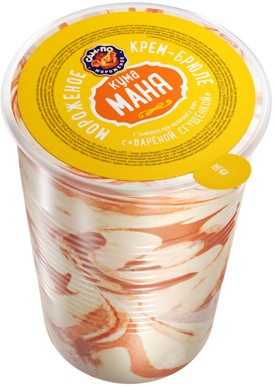 Мороженое Сампо Кума-Маня пластиковый стаканчик крем-брюле, 80г