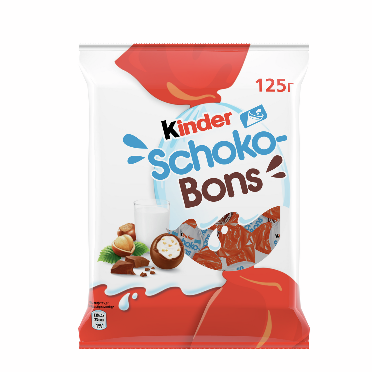 Конфеты Kinder Schoco-Bons из молочного шоколада с молочно-ореховой начинкой, 125г