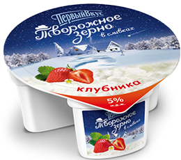 Творог Первый вкус Зерненый Клубника, 150г