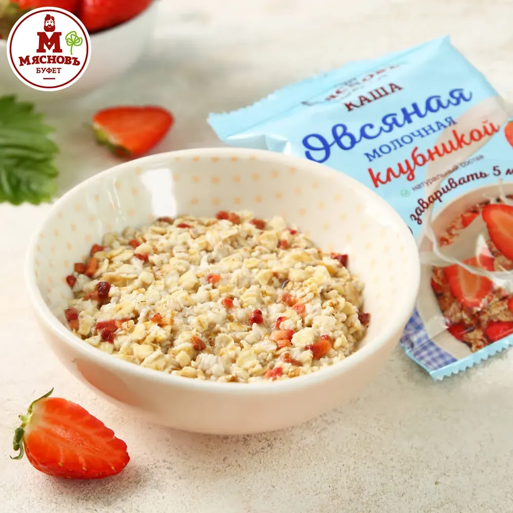 Каша овсяная молочная с клубникой быстрого приготовления 35г
