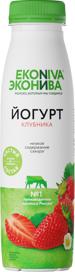 Йогурт питьевой ЭКОНИВА Клубника 2,5%, без змж, 300г