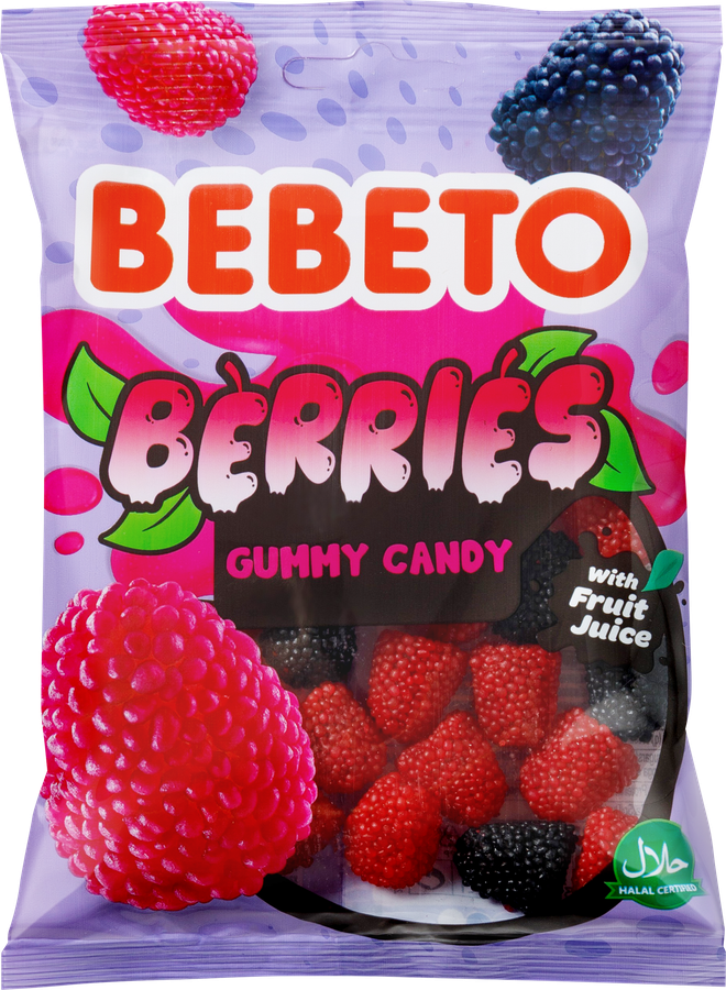 Мармелад жевательный BEBETO BERRIES со вкусом ежевики и малины, 80г