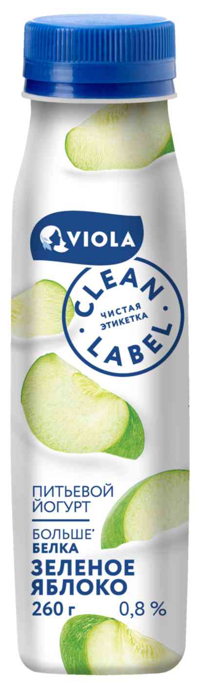 Йогурт питьевой Viola Clean Label с зеленым яблоком 0,8%, 260г
