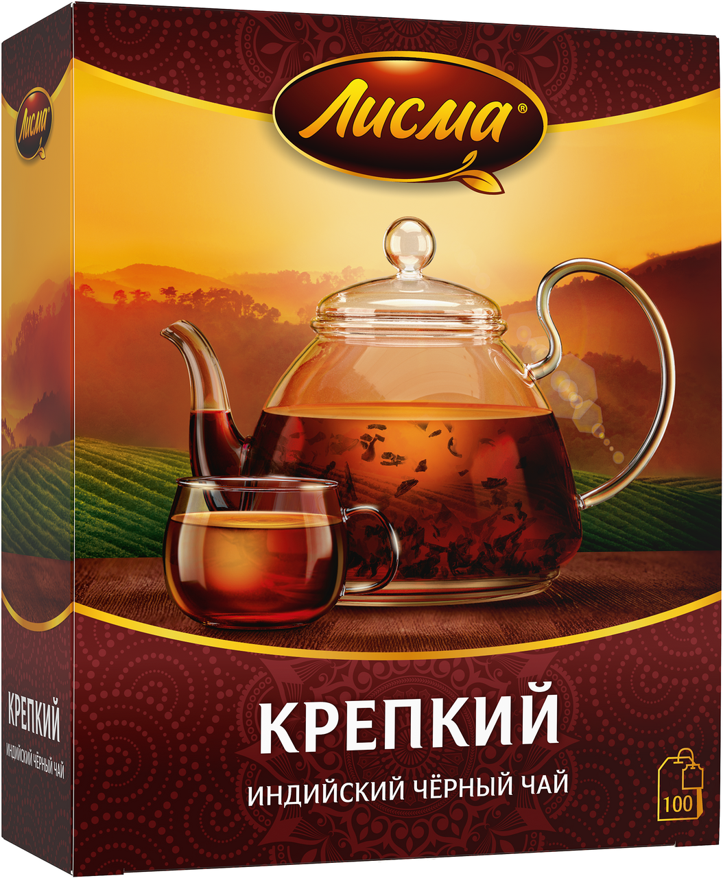 Чай черный Лисма крепкий пакетированный (2г x 100шт), 200г
