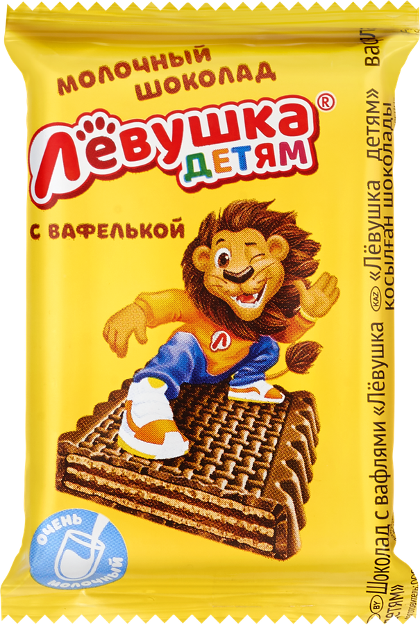 Батончик шоколадный ЛЕВУШКА с вафлями 27,5г