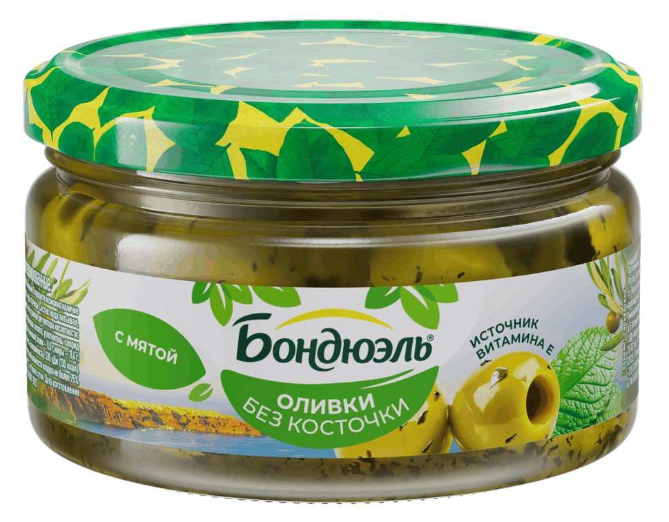 Оливки Бондюэль с мятой без косточки, 250мл