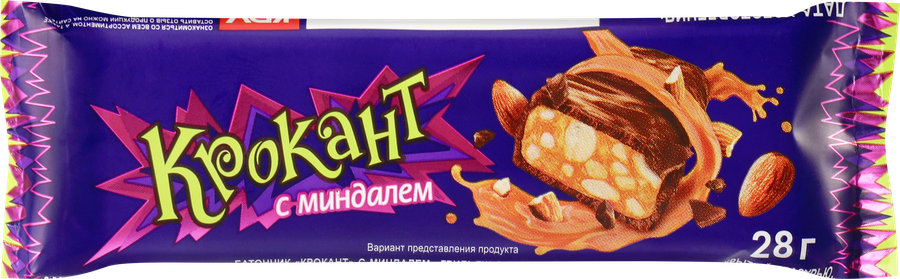 Батончик грильяжный KDV Крокант с миндалем в глазури, 28г