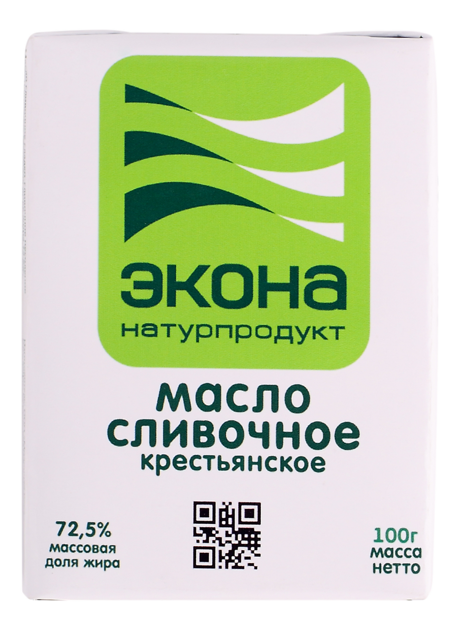 Масло сливочное Экона Крестьянское 72.5%, 100г