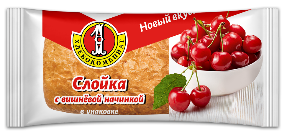 Слойка Первый хлебокомбинат с вишневой начинкой, 60г