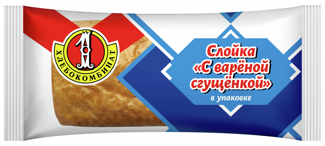 Слойка Первый хлебокомбинат с вареной сгущенкой, 70г