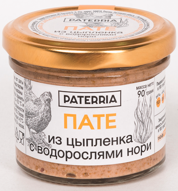 Пате Paterria из цыпленка с водорослями нори, 90г