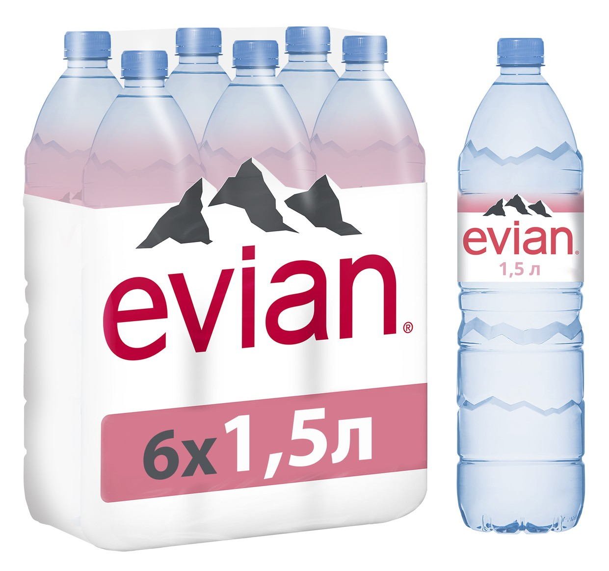 Вода Evian негазированная, 1.5л x 6 шт