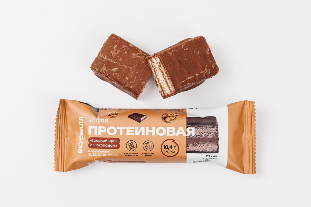 Вафля протеиновая "Грецкий орех с шоколадом" / Здоровье