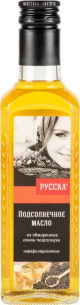 Масло подсолнечное Русска нерафинированное из обжаренных семян подсолнуха, 0,25л