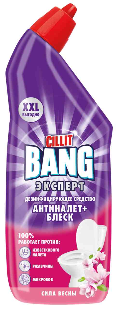 Дезинфицирующее средство Cillit Bang Эксперт Антиналет + Блеск сила весны, 750мл