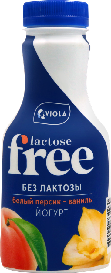 Йогурт питьевой VIOLA Free Белый персик, ваниль безлактозный 1,1%, без змж, 270г
