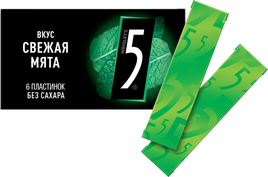Жевательная резинка FIVE Свежая мята, без сахара, 15,6г
