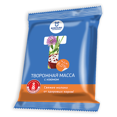 Масса творожная Вожгальский МСЗ с изюмом 8%, 200г