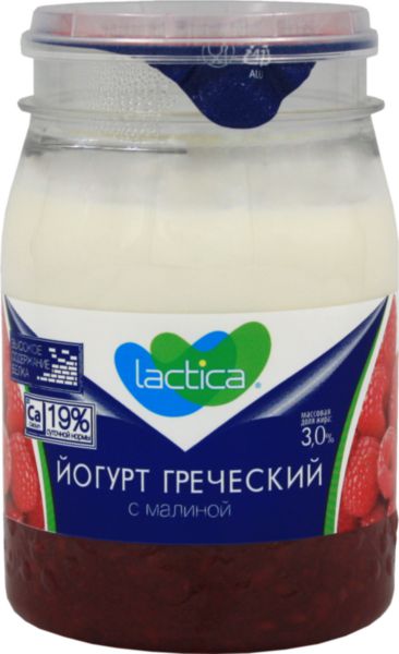 Йогурт греческий Lactica с малиной 3%, 190г