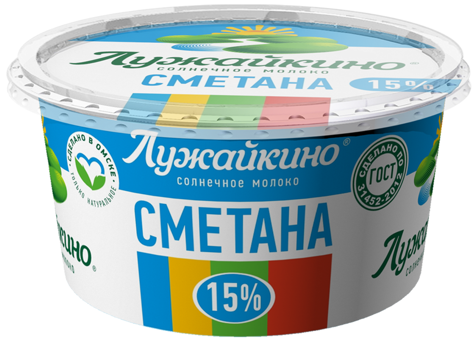 Сметана Лужайкино 15%, 180г