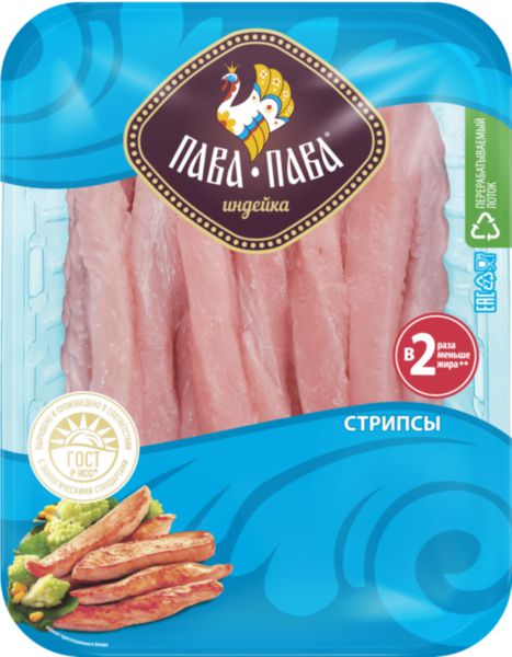 Стрипсы из филе грудки индейки охлажденные Пава Пава, 450г