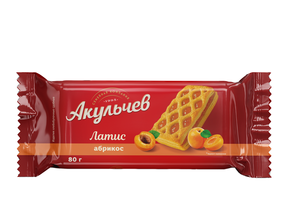 Слойка ЛАТИС с начинкой со вкусом абрикоса, 80г