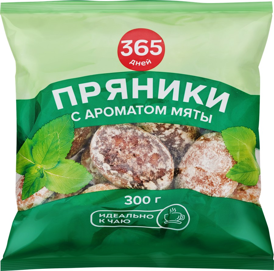 Пряники заварные 365 ДНЕЙ с ароматом мяты глазированные, 300г