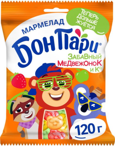 Мармелад жевательный фигурный Бон Пари Забавный медвежонок и Ко со вкусом Фруктов, 120г