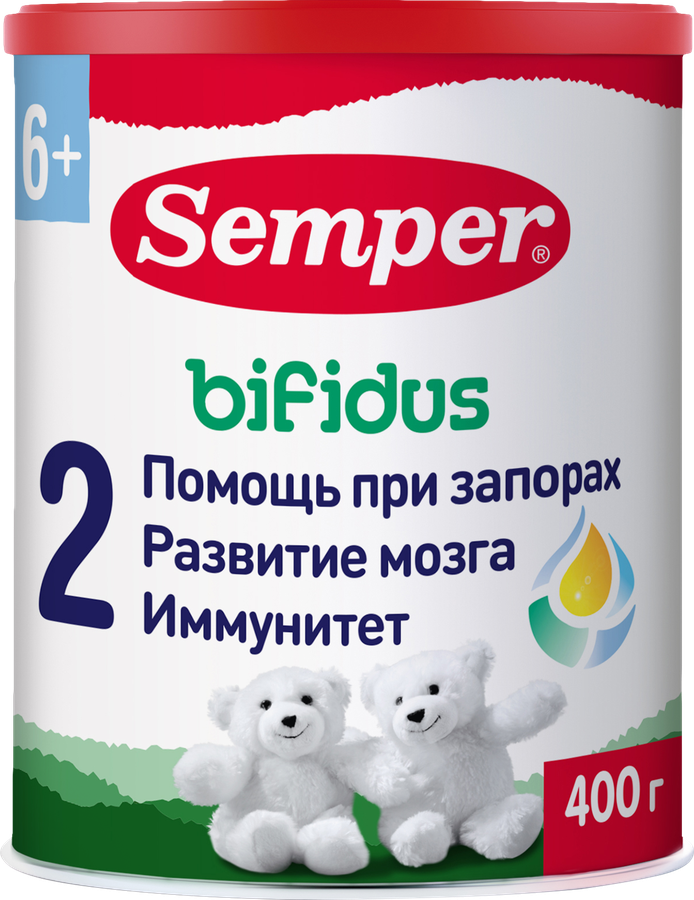 Смесь молочная SEMPER Bifidus 2, с 6 месяцев, 400г